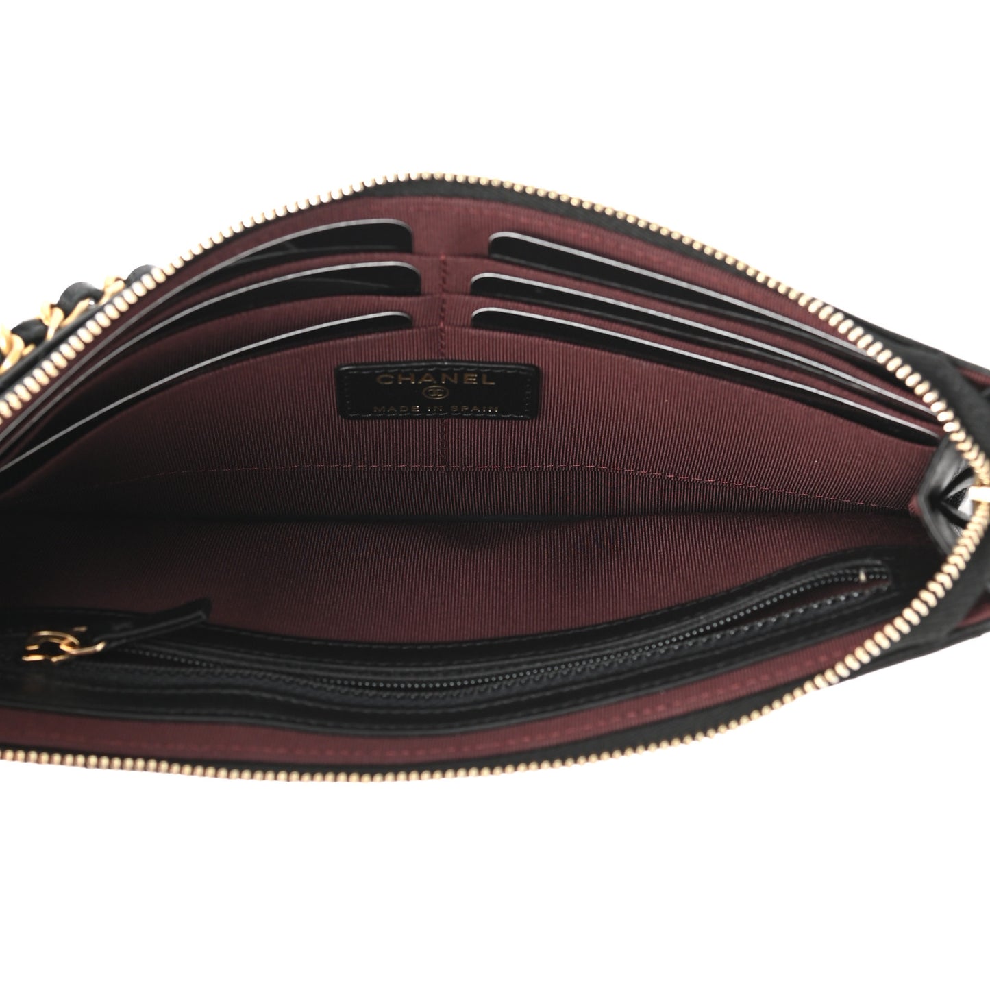 Lambskin Quilted Classic Pouch With Handle Black