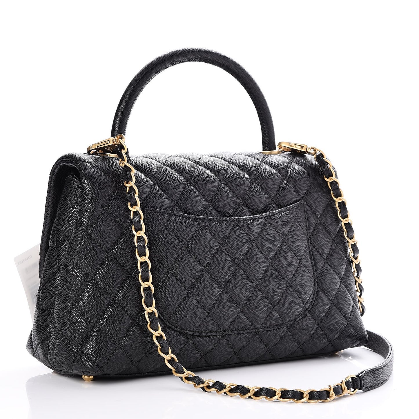 Caviar Quilted Small Coco Handle Flap Black