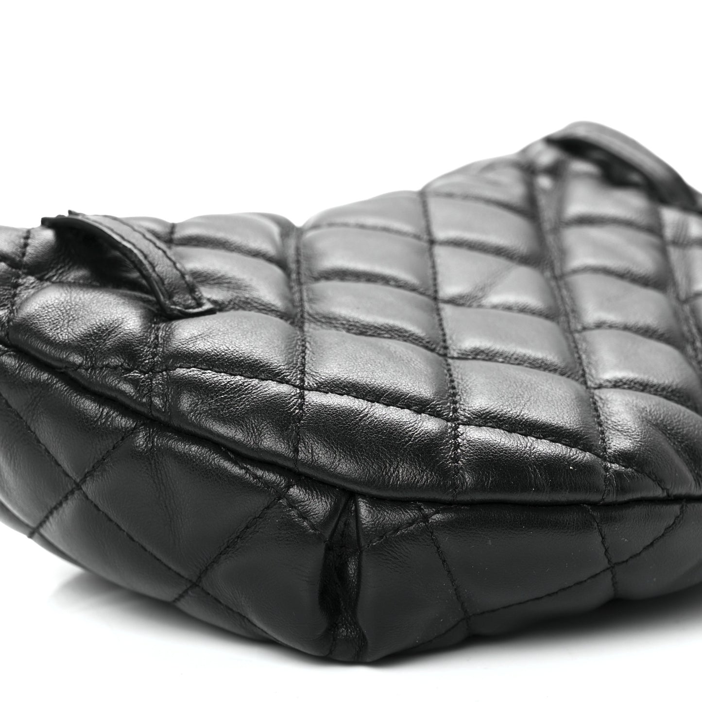 Calfskin Quilted Waist Belt Bag Black