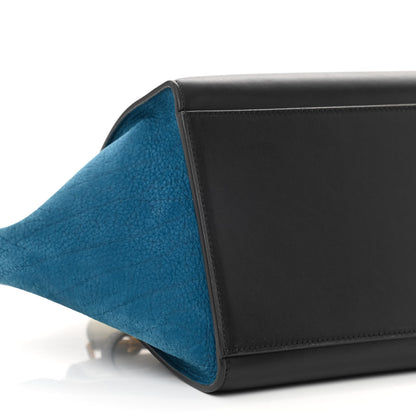 Celine Bullhide Calfskin Nubuck Medium Tri-Color Trapeze Blue Beige 8 of 10