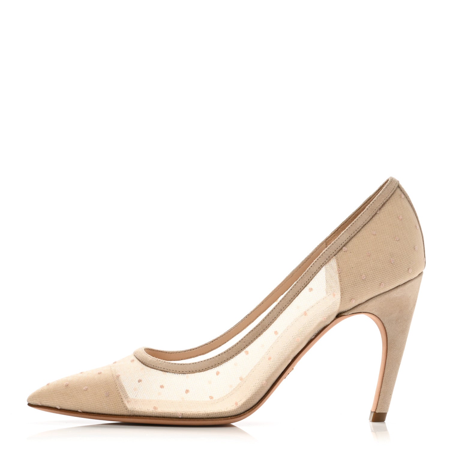 Christian Dior Mesh Plumetis Tulle D-Moi Pumps 39 Beige 1 of 8