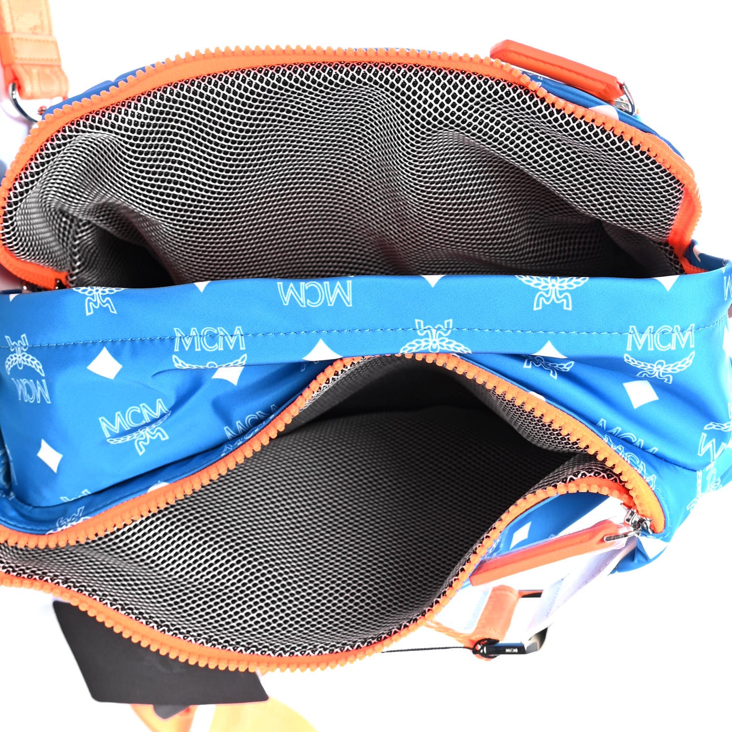 MCM Visetos Reflective Nylon Resnick Belt Bag Blue 811529