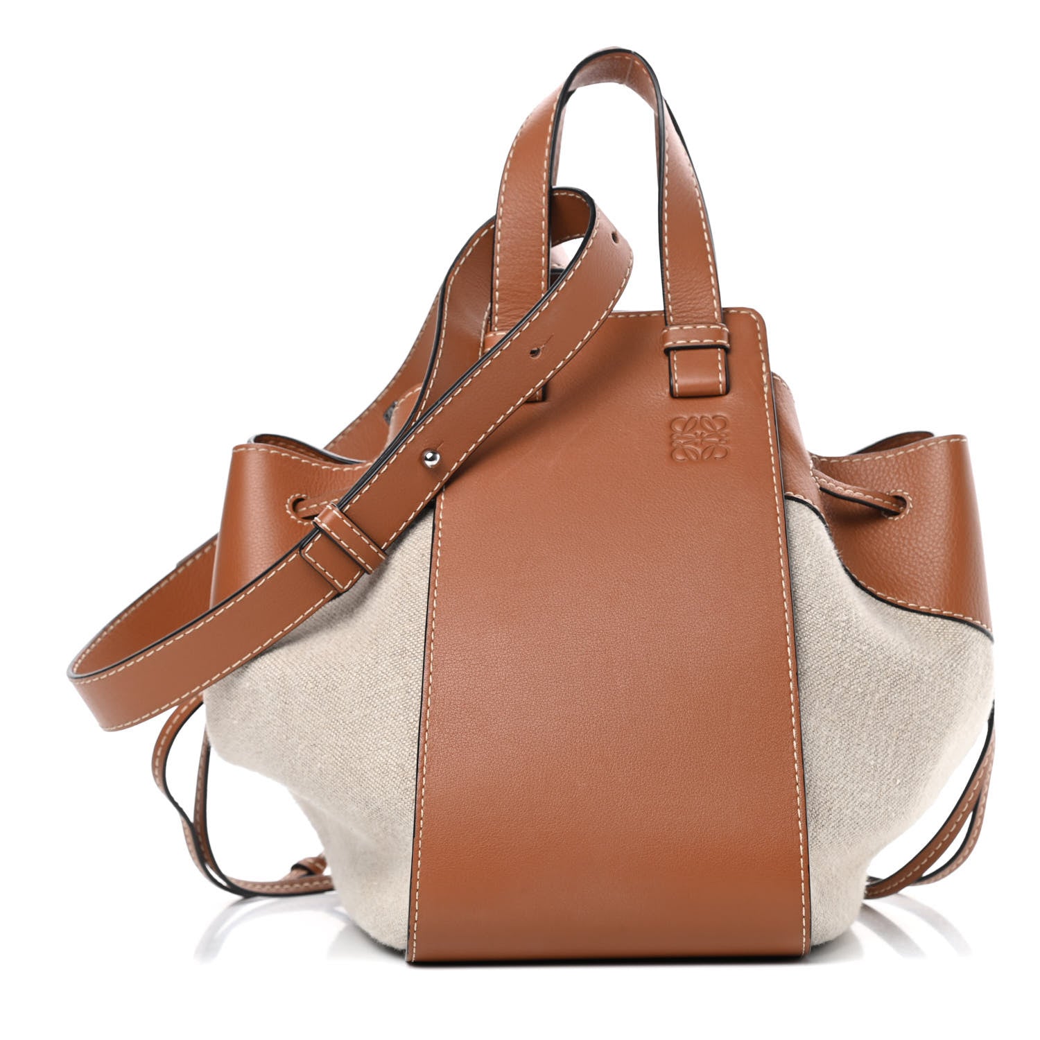 Loewe Calfskin Canvas Medium Hammock Shoulder Bag Natural Tan 1 of 11