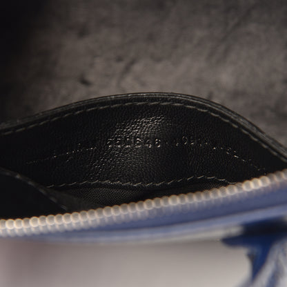 Balenciaga Shiny Calfskin Logo Crocodile Embossed XXS Ville Top Handle Bag Navy White 7 of 11