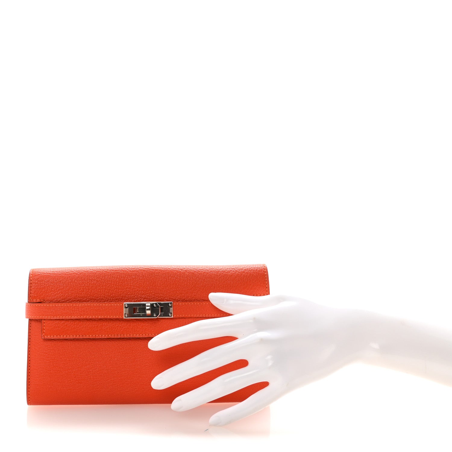 Hermes Chevre Mysore Kelly Longue Wallet Feu 2 of 8
