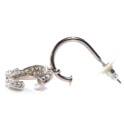 Chanel Crystal CC Hoop Earrings Silver 3 of 5
