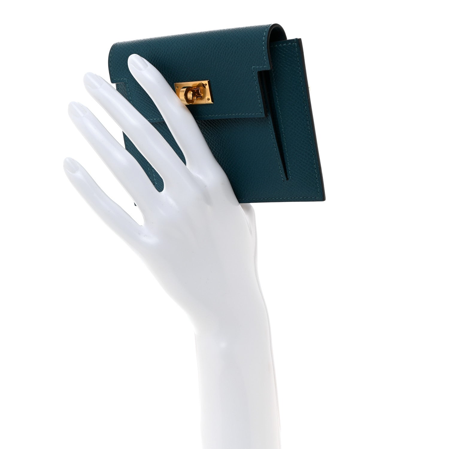 Hermes Epsom Kelly Pocket Compact Wallet Vert Bosphore 2 of 8