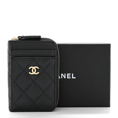 Chanel Caviar Quilted Zip Card Holder Black 12 of 12