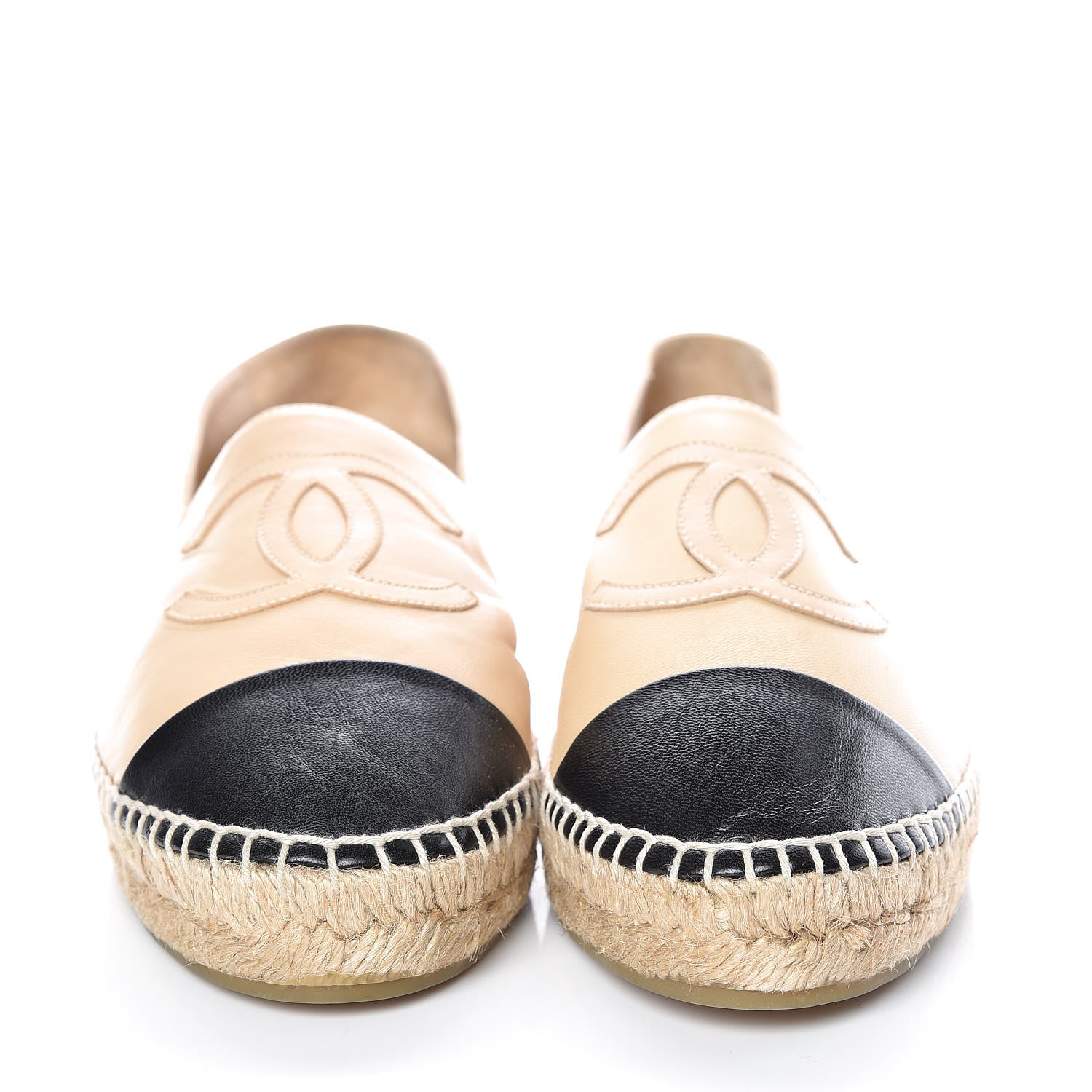 Chanel Lambskin CC Espadrilles 40 Beige Black 2 of 11