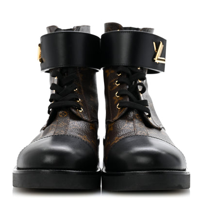 Louis Vuitton Calfskin Monogram Wonderland Flat Ranger Boots 41 Black 3 of 11