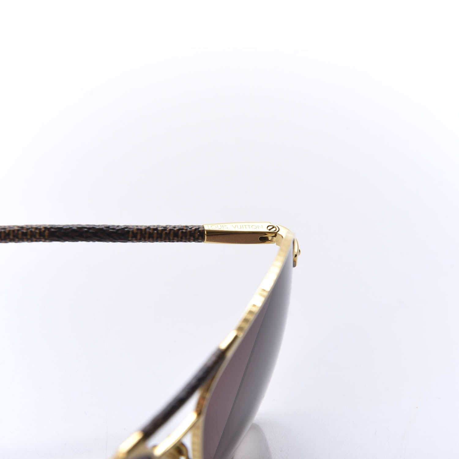 Louis Vuitton Damier Ebene Conspiration Pilote Aviator Sunglasses Z0202U Gold 5 of 8