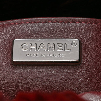 Chanel Rabbit Fur Quilted Pattern Shopping Tote Burgundy 6 of 9