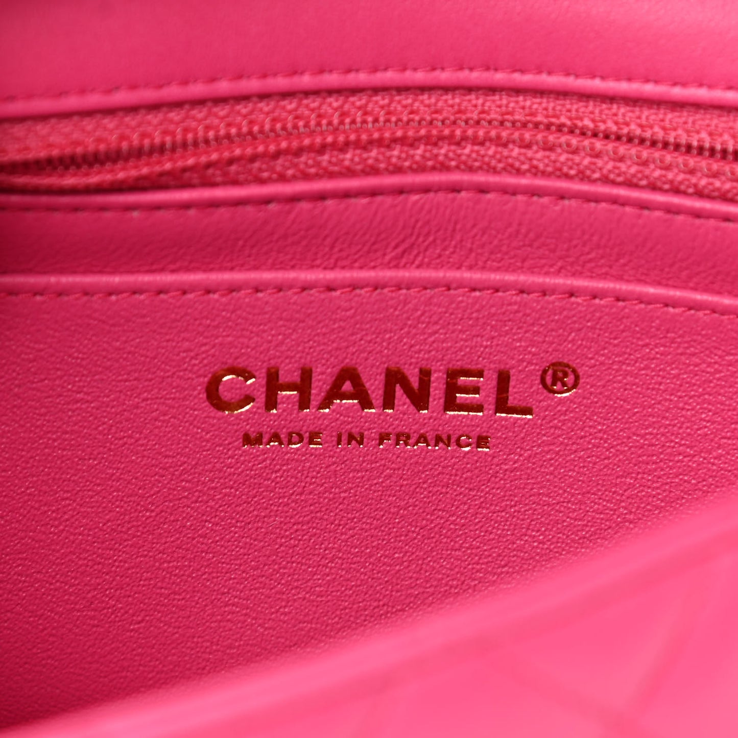 Lambskin Quilted Mini Rectangular Flap Fuchsia