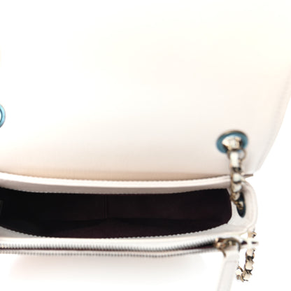 Chanel Shiny Calfskin Goatskin Quilted Small Coco Curve Messenger Flap White 5 of 10