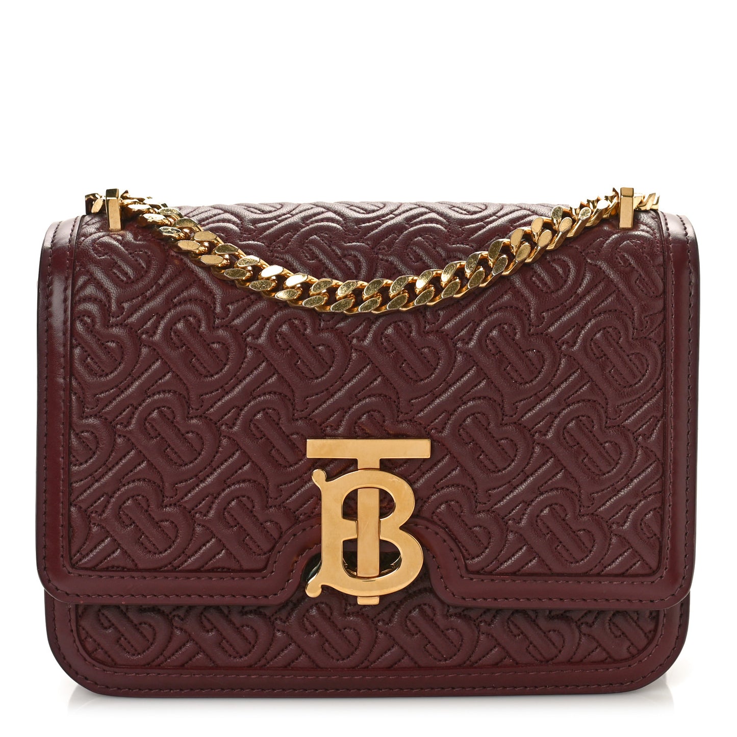 Calfskin Monogram Embossed Small TB Chain Bag Oxblood