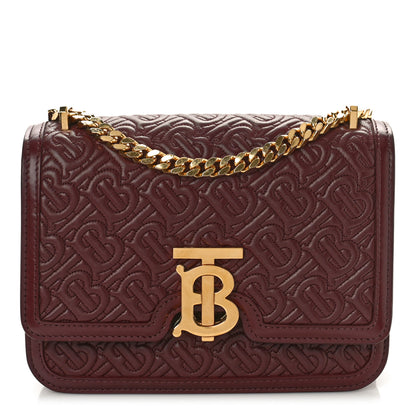 Burberry Calfskin Monogram Embossed Small TB Chain Bag Oxblood 1 of 9