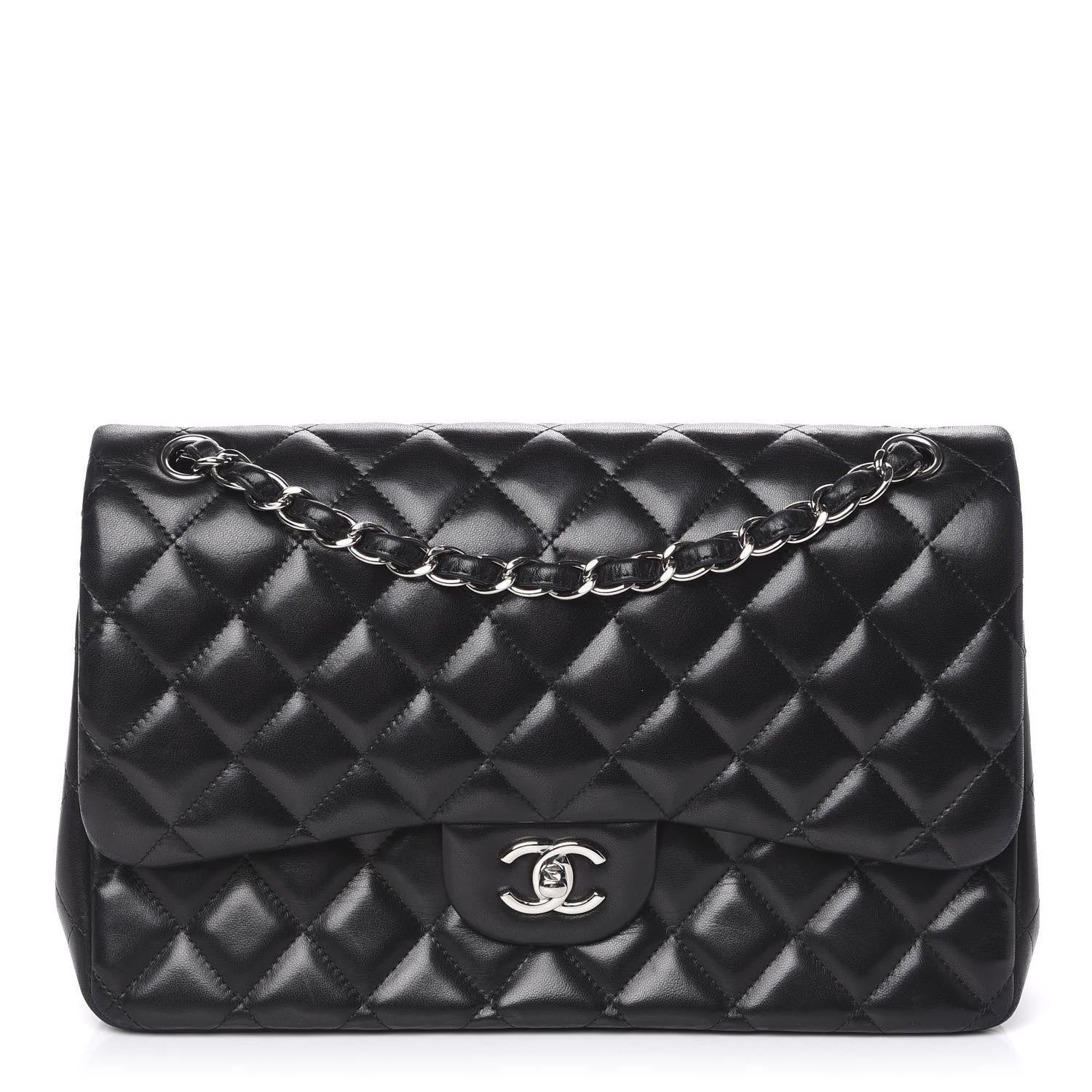 Chanel Lambskin Quilted Jumbo Double Flap Black 1 of 12