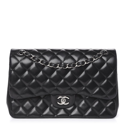 Chanel Lambskin Quilted Jumbo Double Flap Black 1 of 12