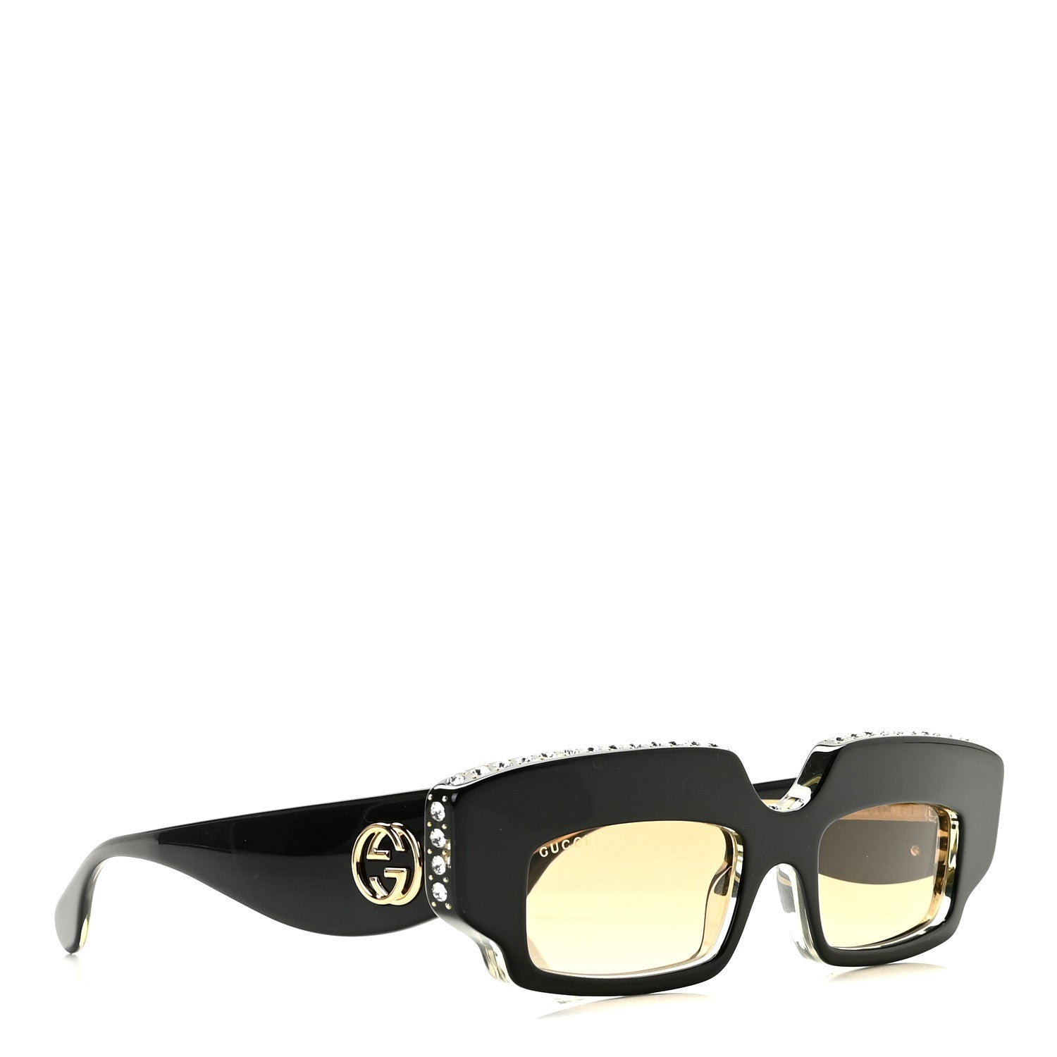 Gucci Acetate Crystal Embellished Sunglasses GG0782S Black Gold 3 of 8