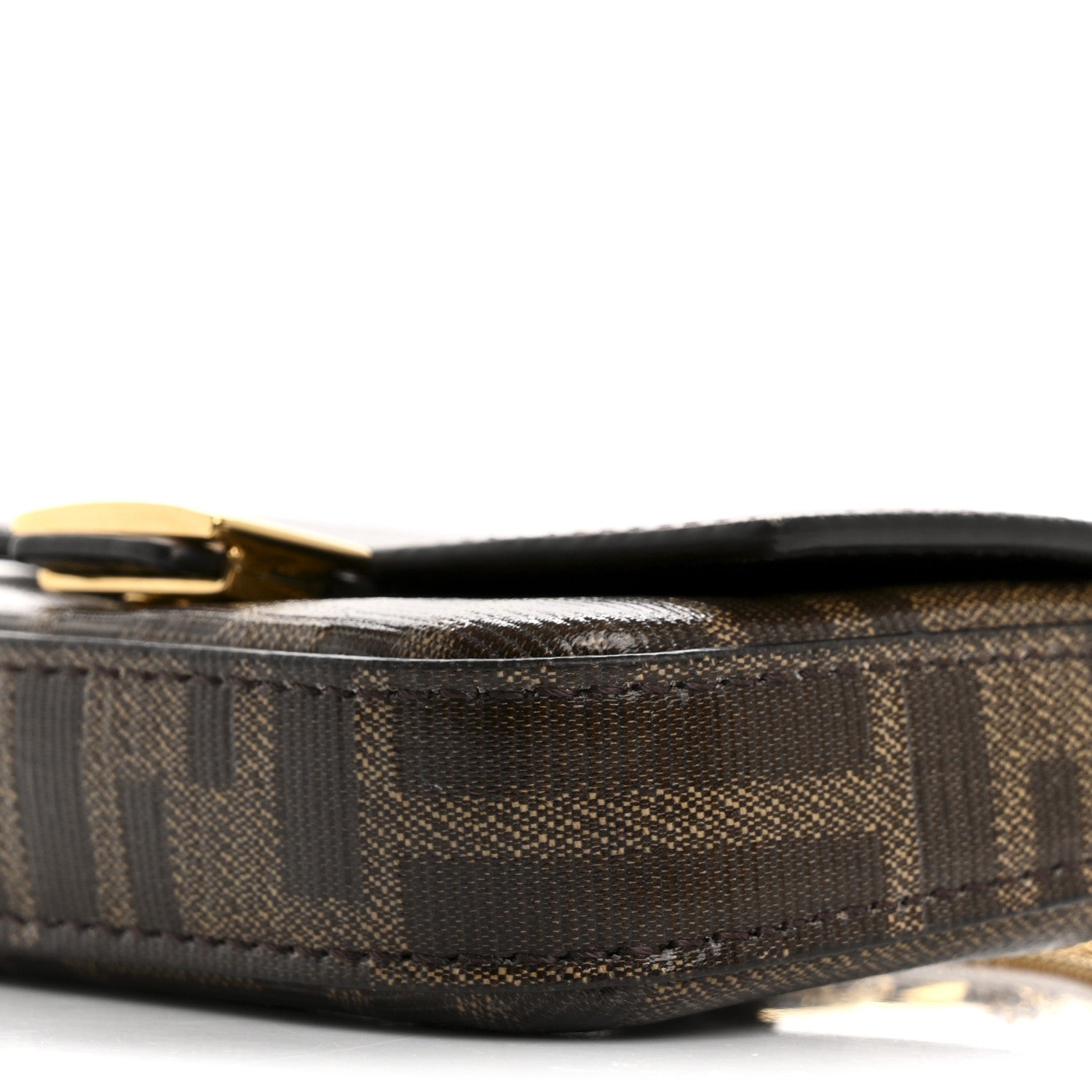 Fendi Glazed Fabric FF 1974 Nano Baguette Charm Mogano Panna 10 of 14