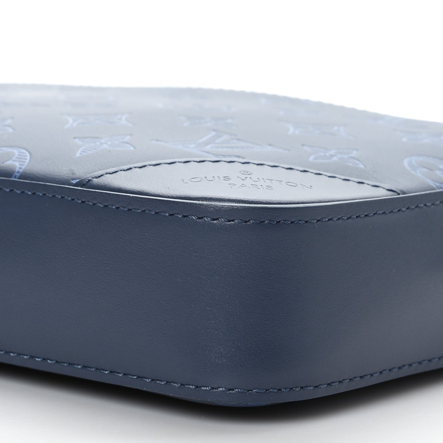 Calfskin Monogram Shadow Duo Messenger Navy Blue