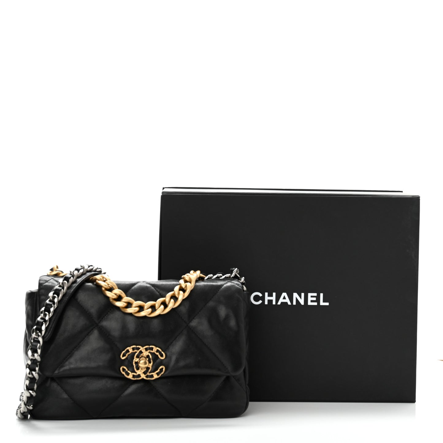 Goatskin Quilted Medium Chanel 19 Flap Black