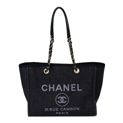 Chanel Woven Straw Raffia Small Deauville Tote Black 1 of 9