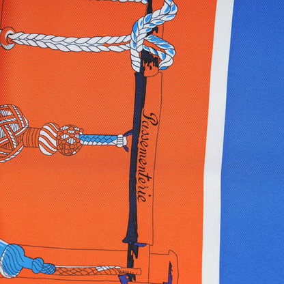 Hermes Silk Passementerie Quadri Scarf 90 Bleu Dur Rose Vif Orange 4 of 7