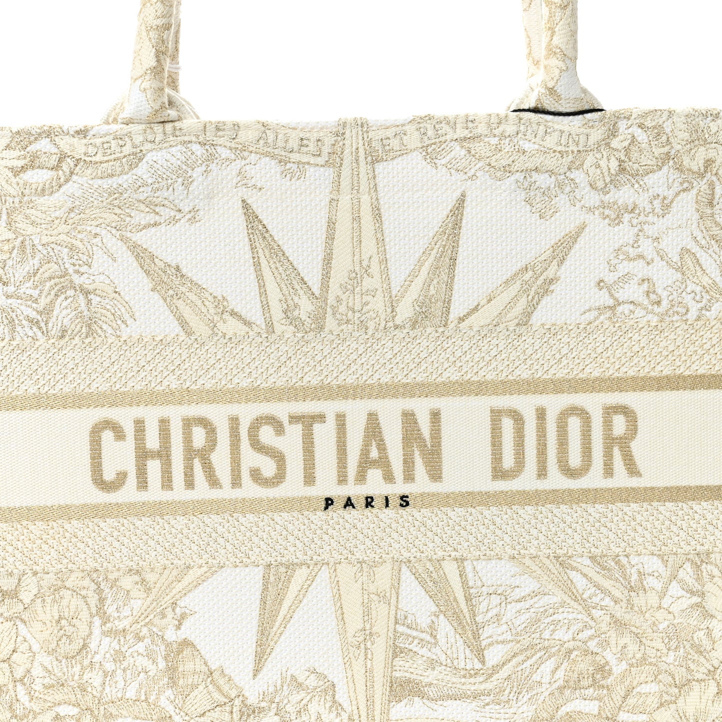 Canvas Embroidered Medium Reve d'Infini Book Tote Gold