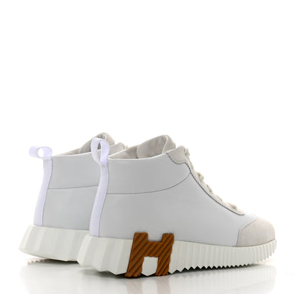 Hermes Goatskin Suede Hip-Hop High Top Sneakers 38 White 4 of 7