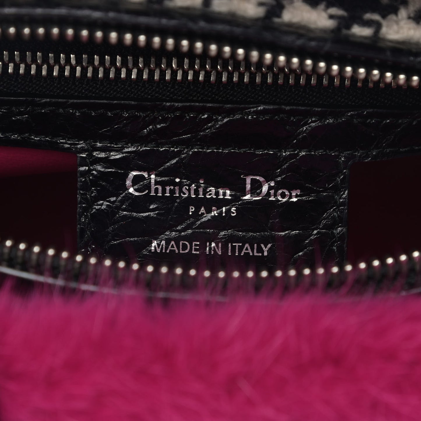 Tweed Crocodile Mink Plaid Medium Lady Dior Black Pink White