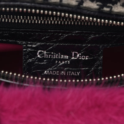 Christian Dior Tweed Crocodile Mink Plaid Medium Lady Dior Black Pink White 6 of 9
