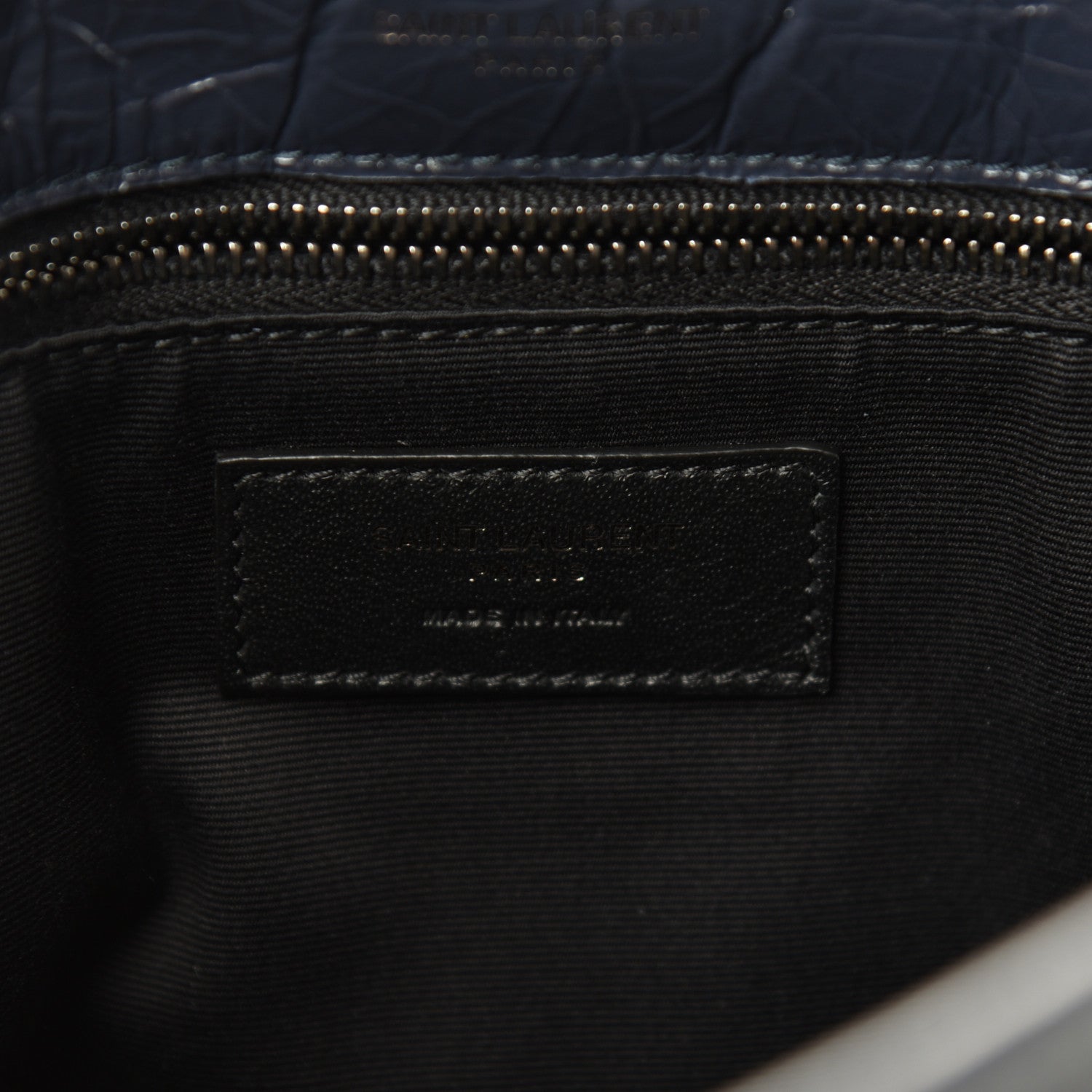 Saint Laurent Crinkled Calfskin Matelasse Monogram Medium Niki Chain Satchel Deep Marine 6 of 9
