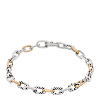 David Yurman Sterling Silver 18K Yellow Gold 5.5mm DY Madison Link Chain Bracelet 1 of 5
