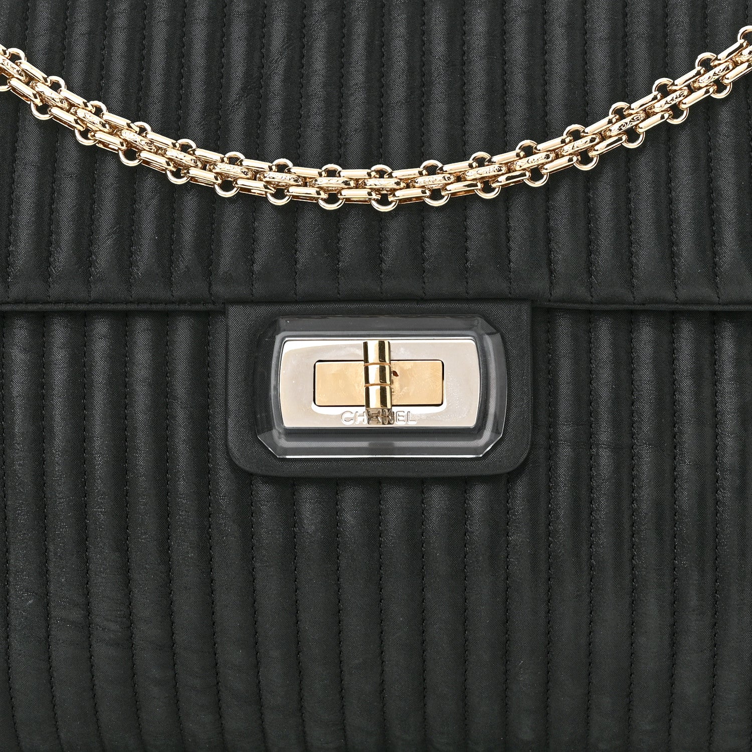 Chanel Iridescent Calfskin Vertical Quilted Mademoiselle Lock Bijoux Flap Shoulder Bag Black 7 of 9