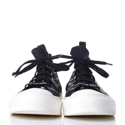 Christian Dior Technical Knit Calfskin Oblique Womens Walk'n Dior Mid Top Sneakers 40 Deep Blue 2 of 9