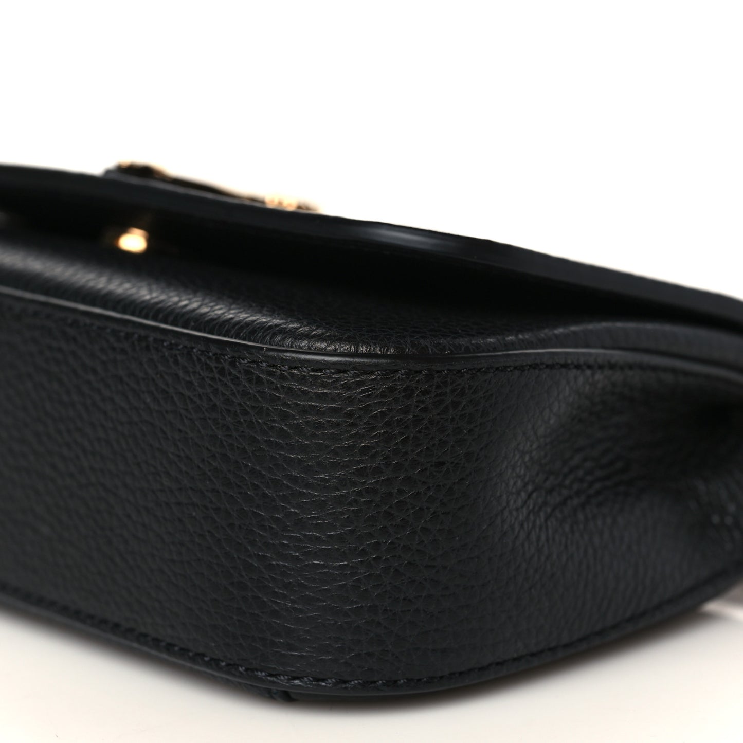 Grainy Calfskin Virtus V Mini Wallet Chain Crossbody Black