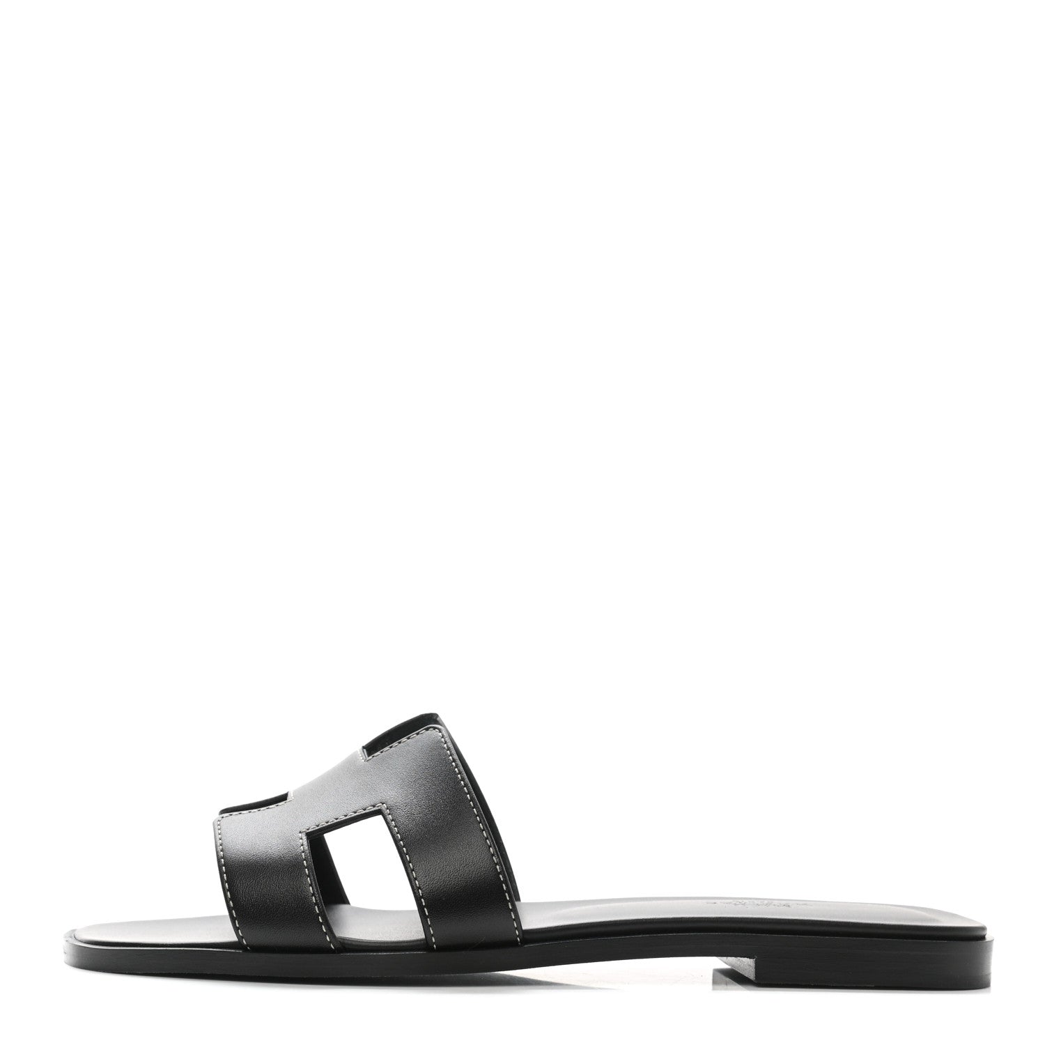 Hermes Box Calfskin Oran Sandals 38 Black 1 of 9