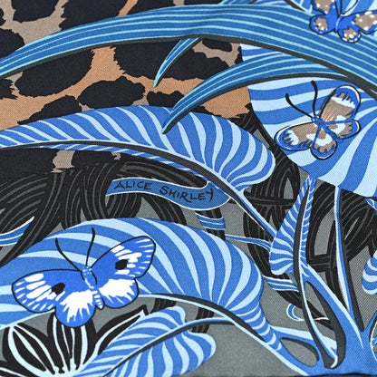 Hermes Silk Jaguar Quetzal Scarf 90 Bleu Jean Camel Marine 6 of 7