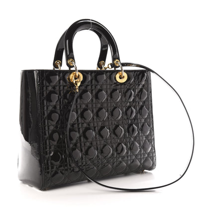 Christian Dior Patent Cannage Large Lady Dior Black 4 of 15