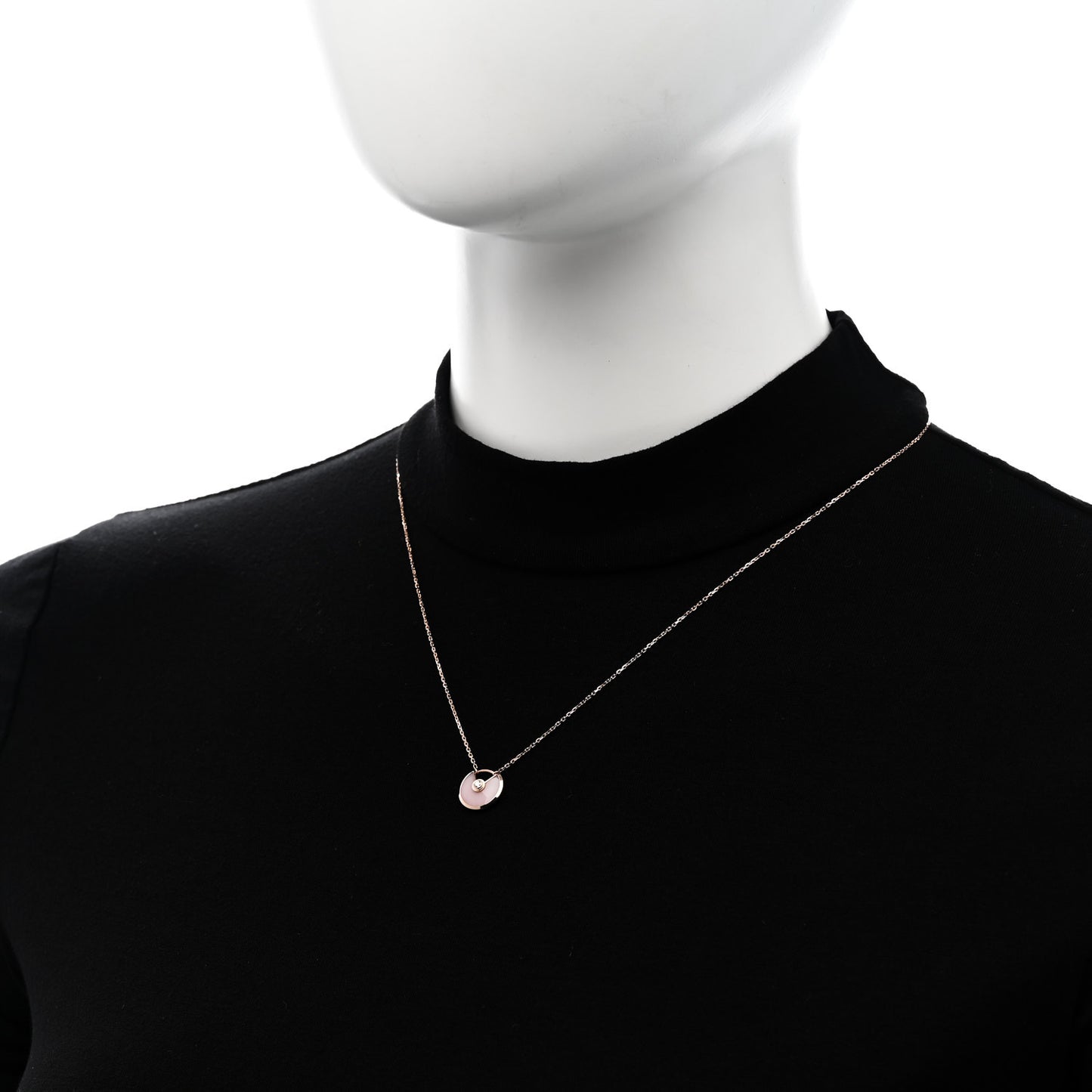 18K Pink Gold Diamond Pink Opal XS Amulette de Cartier Pendant Necklace