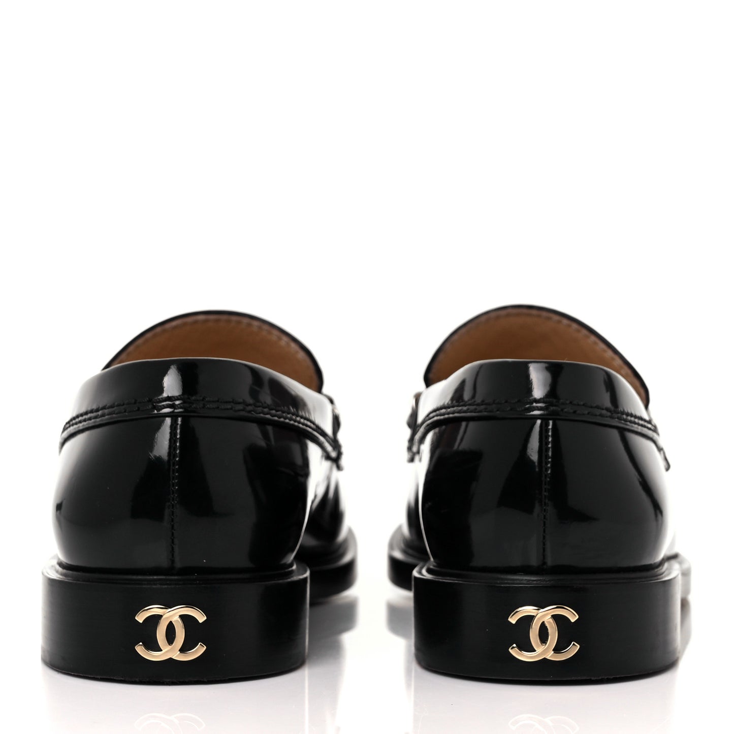 Shiny Calfskin Logo Loafers 38.5 Black