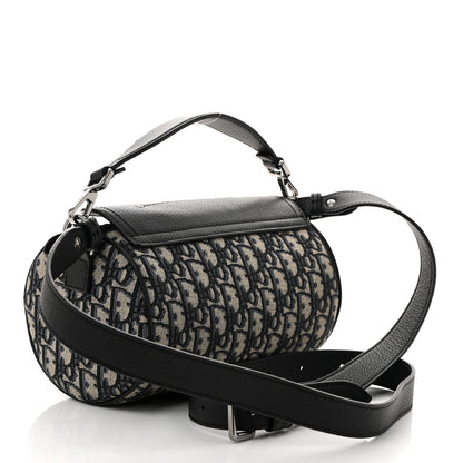 Christian Dior Oblique Mini Roller Saddle Bag With Strap Beige Black 3 of 9