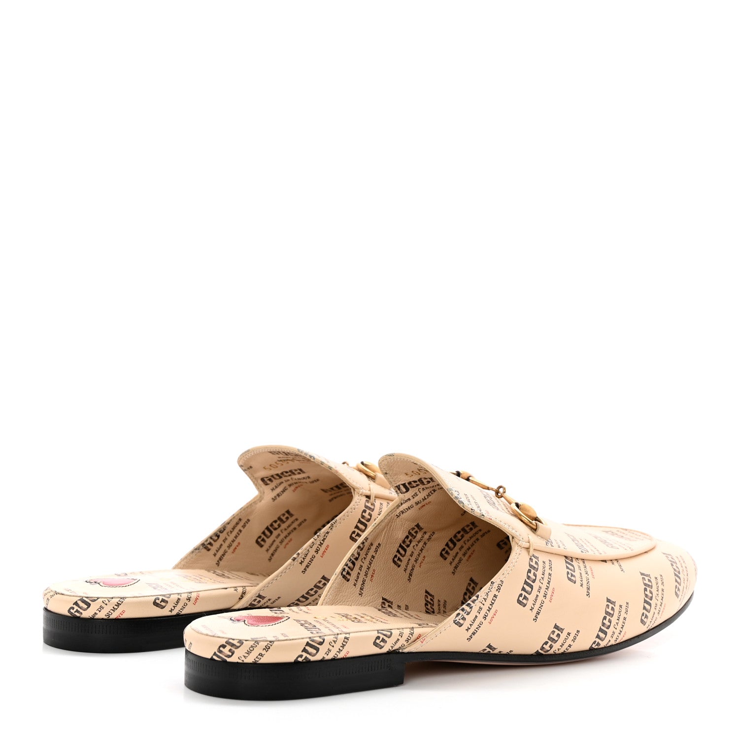 Gucci Calfskin Stamp Print Womens Princetown Slippers 39 Soy Black 4 of 11