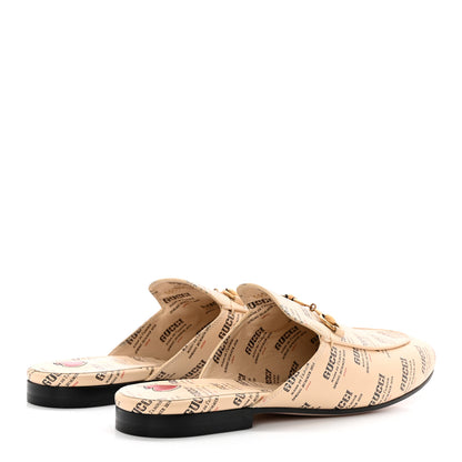 Gucci Calfskin Stamp Print Womens Princetown Slippers 39 Soy Black 4 of 11