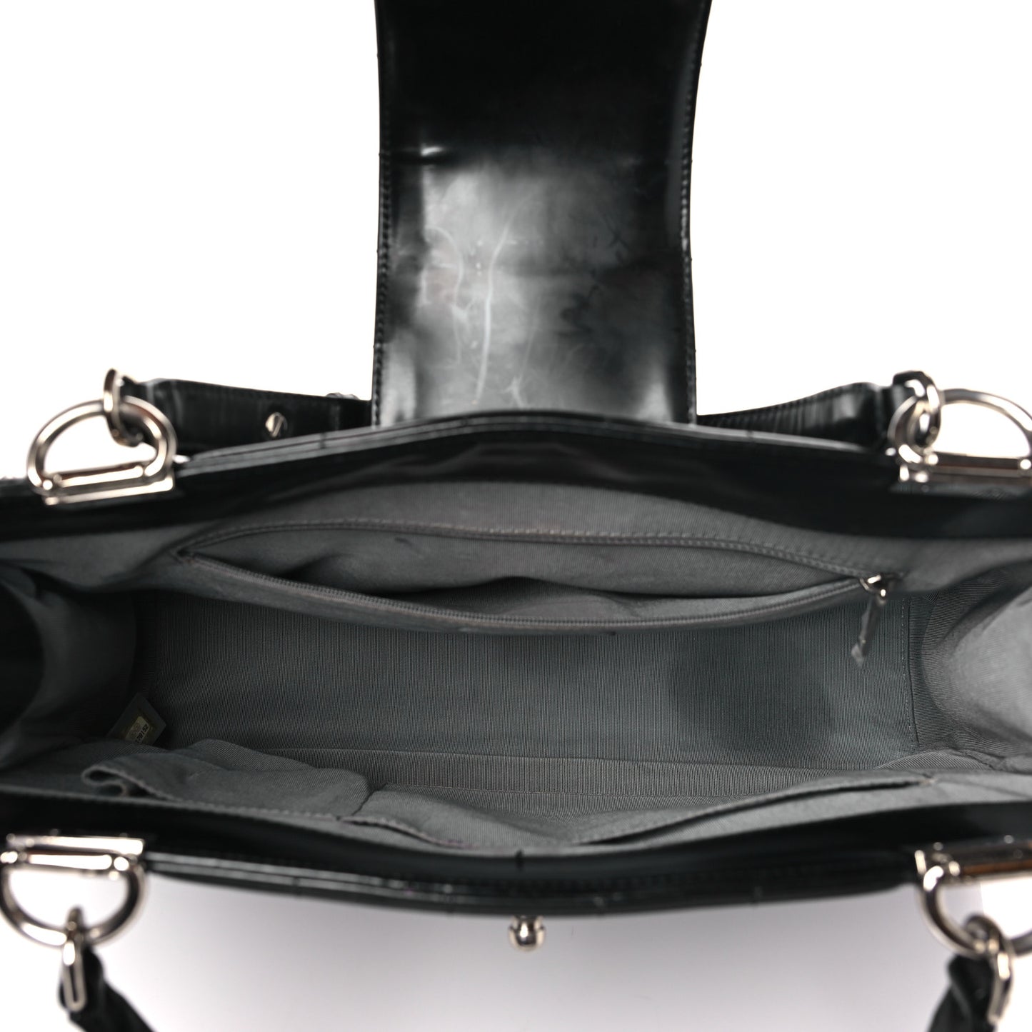 Glazed Calfskin Boy Tote Black