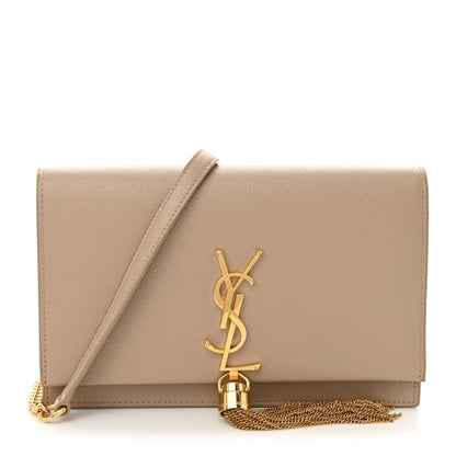Saint Laurent Grain De Poudre Classic Monogram Kate Tassel Chain Wallet Dark Beige 1 of 12