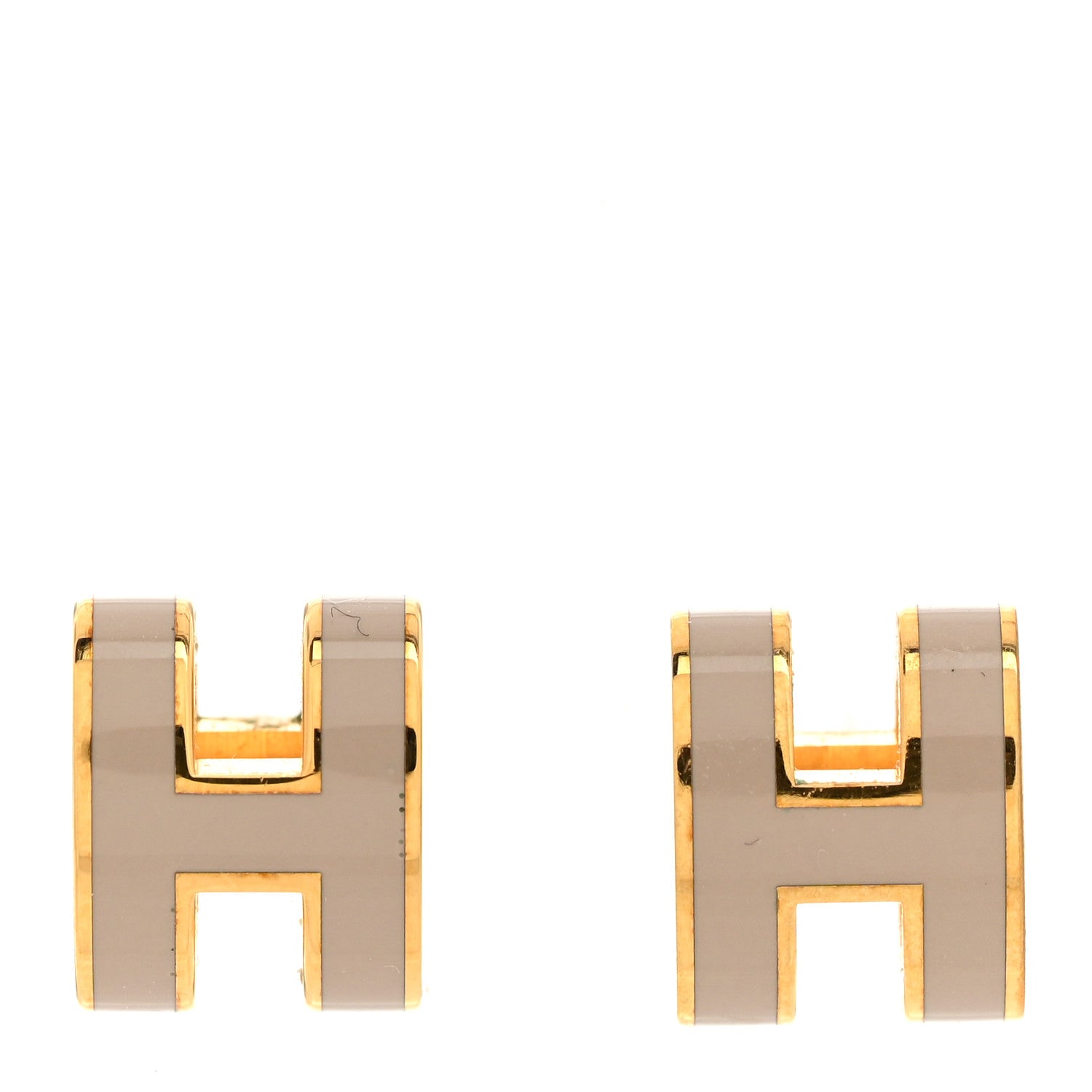 Hermes Gold Lacquered Mini Pop H Earrings Marron Glace 1 of 6
