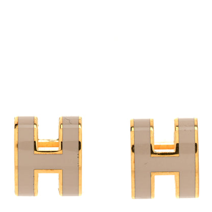 Hermes Gold Lacquered Mini Pop H Earrings Marron Glace 1 of 6
