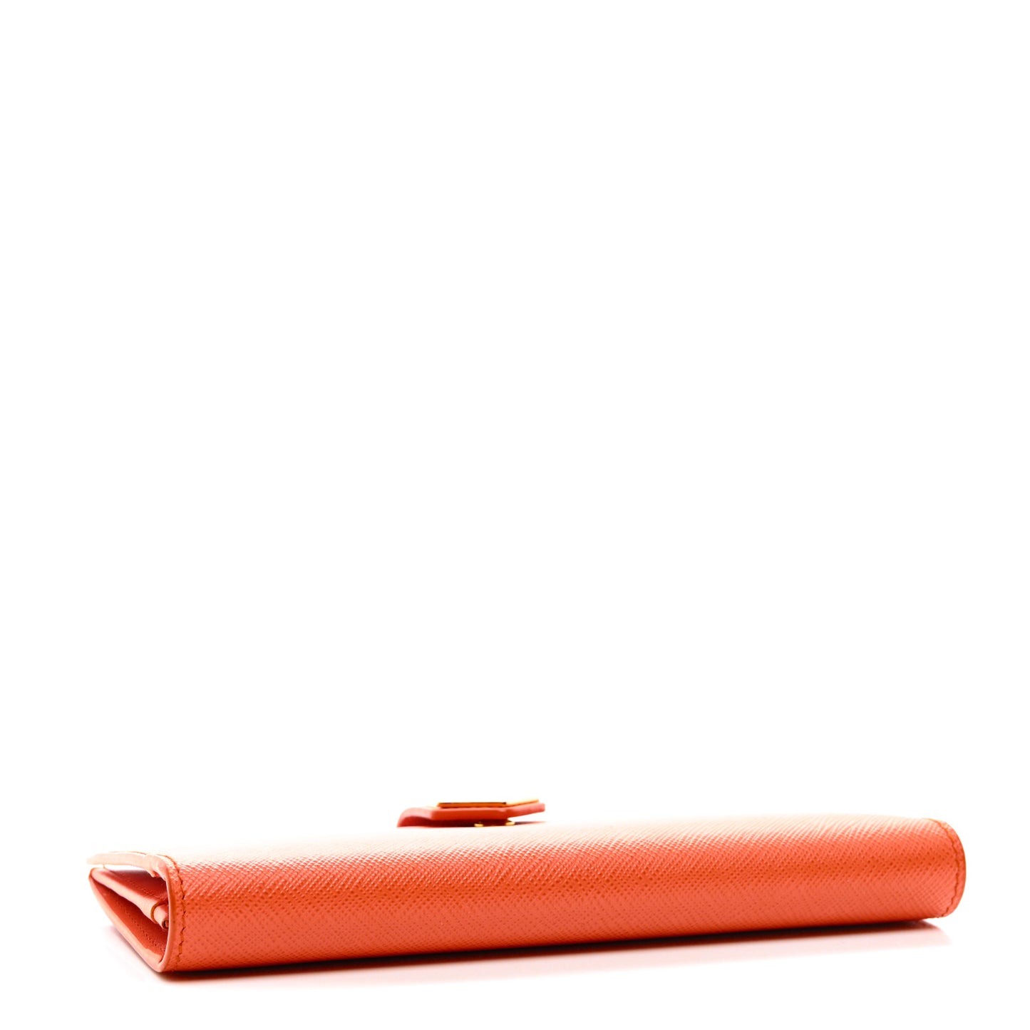 Saffiano Calfskin Large Triangle Continental Wallet Orange